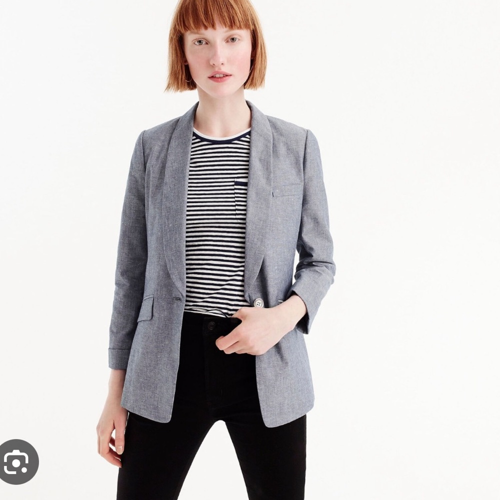 J.Crew UNSTRUCTURED BLAZER IN COTTON-LINEN Deep Water